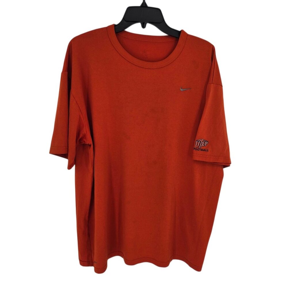 Nike mens XL orange UTEP Miners Football el paso texas embroidered short sleeve